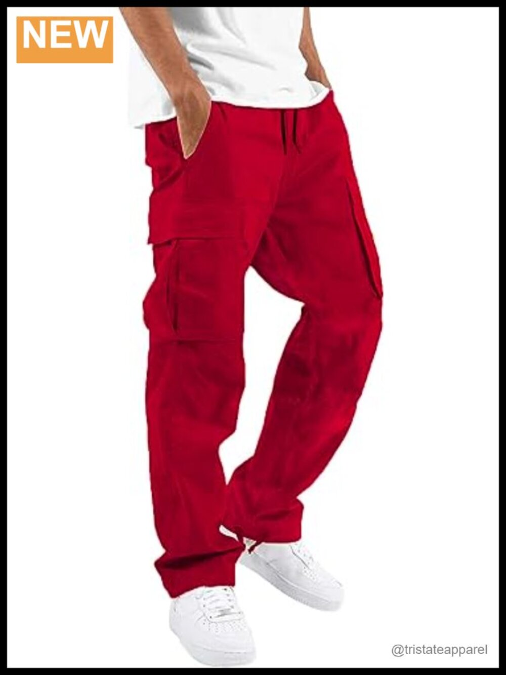 Drawstring Cargo Pants Joggers Cotton Loose Straight Sweatpants Hiking Athletic